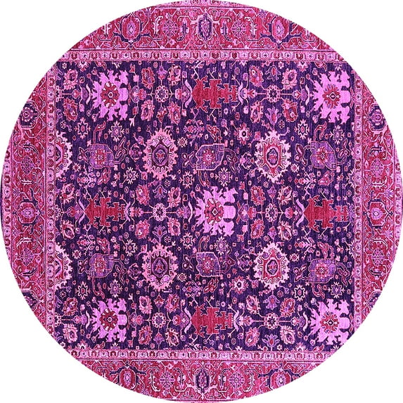 Ahgly Company Indoor Round Oriental Pink Industrial Area Rugs, 3' Round