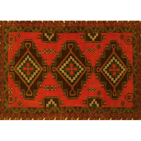 Ahgly Company Indoor Rectangle Persian Yellow Traditional Area Rugs, 7' x 9'