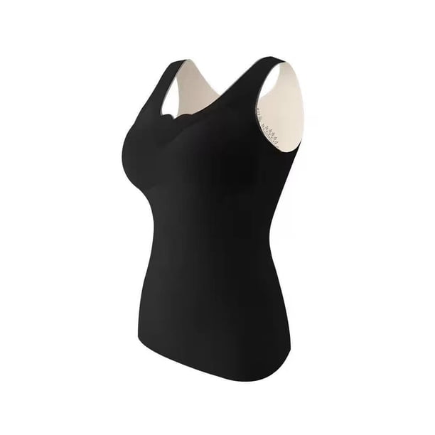 Qarigey Ropa interior térmica acolchada de invierno para mujer, Top transpirable de mantenimiento del calor, chaleco informal de poliéster, accesorio Ropa interior Negro XXXL Qarigey AP013622-09