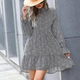 thumbnail image 2 of Final Clean Out! Femmes Léopard Imprimer Mini Robe Puff Manches Longues Faux Cou Mousseline de Soie Robes Swing Robe Courte Décontractée, 2 of 6