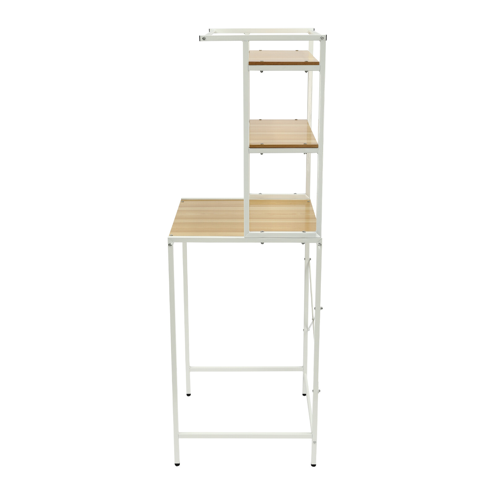 Over Washer and Dryer Storage Shelf Portable Organizer Rack Space Saver Standing Rack with Adjustable Feet for Bathroom Laundry Room (White+Log)