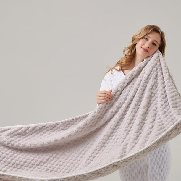 Toalla de baño de terciopelo | 68 x 139 cm | Toalla superabsorbente de secado rápido | Microfibra suave para baño, playa y gimnasio | Disponible en gris, azul y blanco