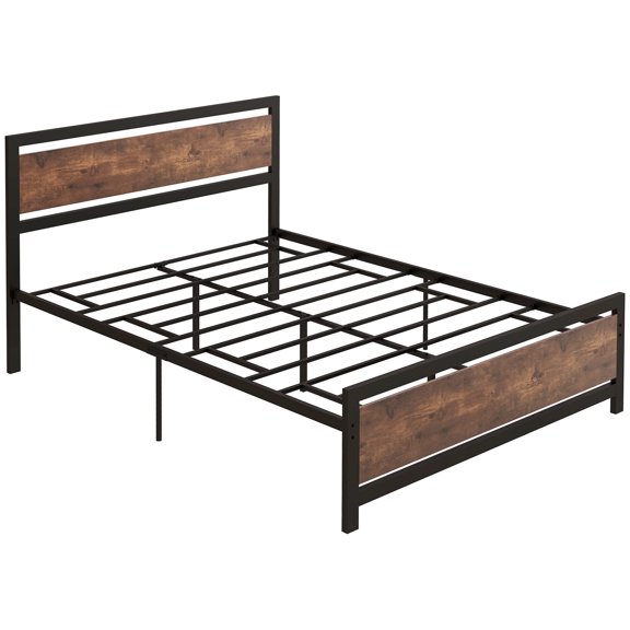 Nmkwnr Metal Slat Support Platform Bed Frame with Headboard & Footboard, Full Size Platform Bed Frame with Underbed Storage Space, No Box Spring Needed
