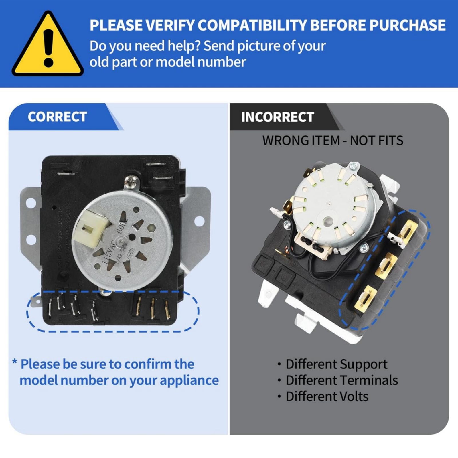 GUYUTING 115VAC 60Hz Dryer Timer for Maytag MEDP MGDP Whirlpool YWED YWGD Kenmore Crosley Models Replacement