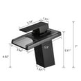 thumbnail image 4 of Bathroom Sink Faucet LED Light 3 Colors Changing Waterfall Glass Spout Hot Cold Water Mixer Single Handle One Hole Deck Mounted Bathroom Faucet Black Lavatory Vanity Basin Bath Plumbing Fixtures, 4 of 6