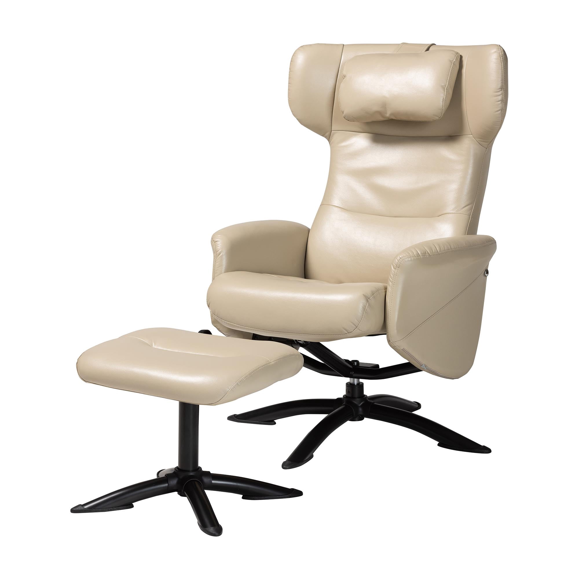 Baxton Studio Elwood Modern Lounge Chair and Footrest Set, 2-Piece, Black