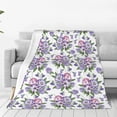 thumbnail image 1 of Fotbe Violets Flowers Manta de Franela Acolchonada con Estampado, Súper Suave y Esponjosa, Extra Grande para Sofá, Cama, Uso Todo el Año-60"x50", 1 of 7