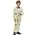 thumbnail image 2 of Xoenoiee Tropical Hibiscus Palm Tree Print Kids Suit 2 Piece Boys Tuxedo Suit Ring Bearer Outfit for Wedding Slim Fit Jacket Pants Set, 6-7 Years, 2 of 7