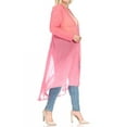 thumbnail image 4 of Women's Plus Size Solid Open Front Long Sleeve Chiffon Mesh Loose Cover Up Long Cardigan, 4 of 6