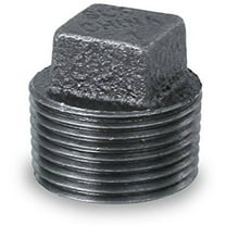 Supply Giant BMPL0180 Black Malleable Iron Plug with Square Head, 1/8"
