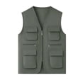 thumbnail image 7 of Yeglea Kids Boys Girls 5-13 Years Cargo Vest Full Zip V-Neck Multi-Pocket Hiking Outdoor Sleeveless Outerwear Vests for Camping Fall Winter Army Green,5-6 Years, 7 of 7