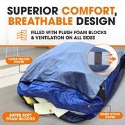 Cheer Collection Sensory Crash Pad with Foam Block Fill and Washable Cover, Blue, 3' x 4'