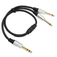 thumbnail image 1 of 1/4 Inch 6.35mm Stereo Cable, Professional Gold Plated Connector Metal Shell 6.35mm To Dual 6.35mm Y Splitter Cable  For Mixer For, 1 of 8