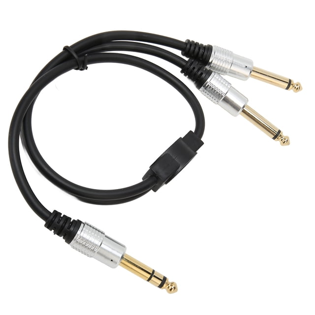 1/4 Inch 6.35mm Stereo Cable, Professional Gold Plated Connector Metal Shell 6.35mm To Dual 6.35mm Y Splitter Cable For Mixer For