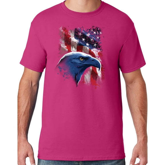 Mens American Icon Patriotic Eagle T-shirt, 2XL Cyber Pink