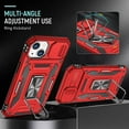 thumbnail image 3 of Funda para iPhone 14 Plus con tapa para cámara y soporte, anillo giratorio de 360°, magnética, color rojo, 3 of 8