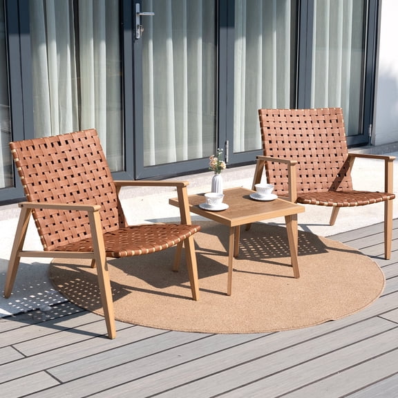 COMLAX FIELD 3-Piece Patio Bistro Set, Outdoor Conversation Chair Sets with Coffee Table, Patio Furniture Set