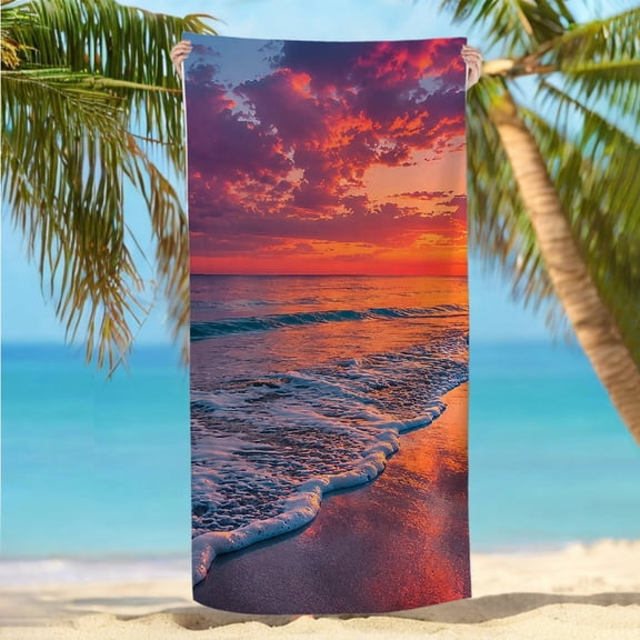 RKSupls Dramatic Sky Beach Sunset Quickly Absorb Moisture Beach Towel, Machine Washable Ultra-Soft Microfiber Ideal for Bathroom beach yoga