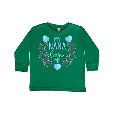 

Inktastic My Nana Loves Me with Flowers and Hearts Gift Toddler Boy or Toddler Girl Long Sleeve T-Shirt