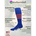 thumbnail image 2 of MadSportsStuff Dugout 3-Stripe Softball Socks - Royal/Scarlet/White, X-Large, 2 of 2