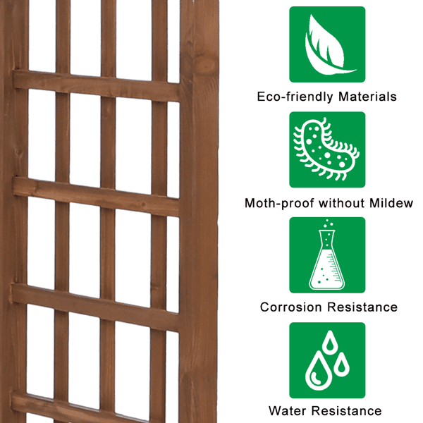 Alvantor Dark Brown Wooden Garden Arbor, 85 in H Flat Top Fir Wood