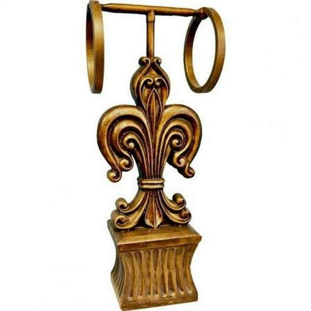 Hickory Manor Home HM9811DTH-GW Debout Fleur de Lis Double Porte-Serviettes&44; Gold Wash