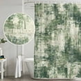 thumbnail image 5 of Dark Green Shower Curtain, 72" x 84", Modern Abstract Gradient Green Geometric Texture Waterproof Bathroom Curtain Washable Shower Curtain Set with 12 Hooks, 5 of 9