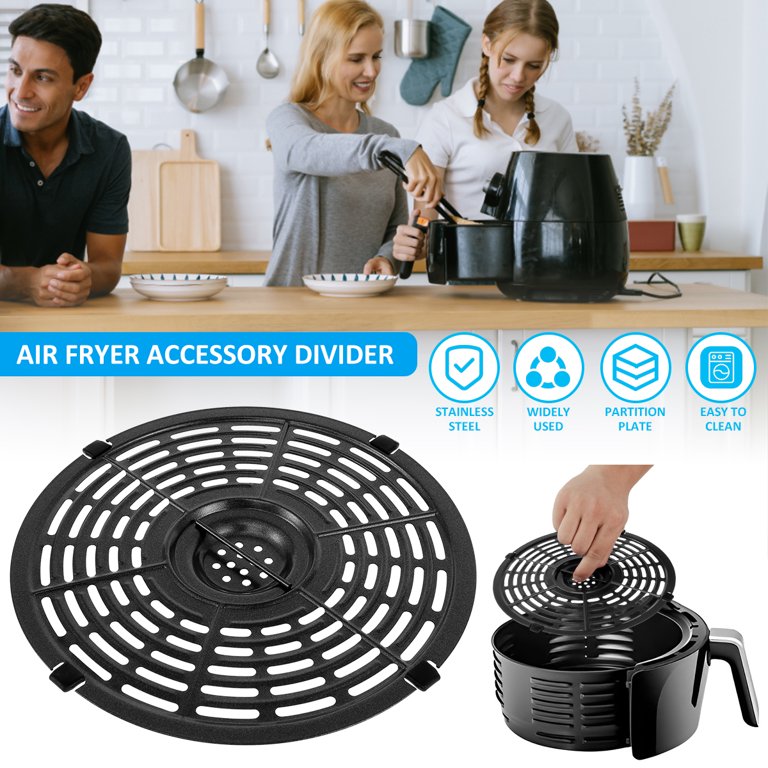 Air Fryer Plate,Air Fryer Grill Pan with Brush and Scoop Stainless Steel  Air Fryer Tray Nonstick Air Fryer Plate with Handle Multipurpose Air Fryer