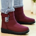 thumbnail image 4 of Women's Mid Calf Snow Boots Winter Warm Comfortable Non Slip Platform Boots Outdoor Fleece Lined High Top Work Shoes Red Size 4.5, 4 of 7