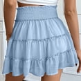 thumbnail image 4 of Women's Solid Color Pleated Ruffle Skirt, Elastic Waist, Chafing - Resistant Design, High - Waist, for Casual & Everyday Wear, Multiple Sizes, 4 of 6