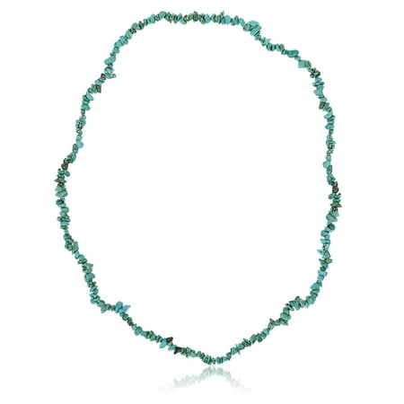 32 Inch Simulated Turquoise Chip Necklace 293 Carat