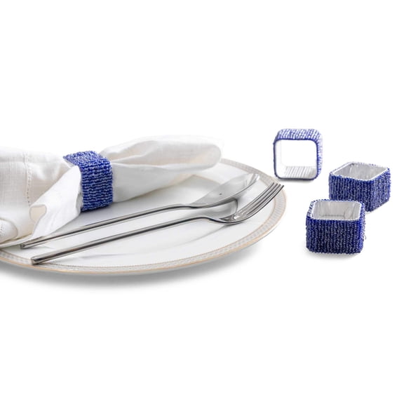 Classic Square Napkin RingSet of 4Color: Luster Blue