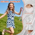 thumbnail image 5 of ZIATUBLE4S Blue Chevron Tie Dye Print Girls Summer Romper Ruffle Cap Sleeves One-Piece Short Jumpsuit Soft Comfort Kids Casual Playsuit with Pockets for 13-14 Y, 5 of 6