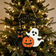 thumbnail image 7 of Halloween Decoration Wooden Ghost Door Halloween Wreath for Front Door Sign Hanging Indoor Outdoor Spooky Wreath for Home Wall Porch Party Decor, 7 of 7