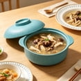 thumbnail image 4 of Unbreakable Cereal Bowls,Eco Wheat Straw Soup Bowls with Lid & Double Handles | Microwave & Dishwasher Safe | Dining Table Food Container for Kitchen & Camping,Mint Green, 4 of 7