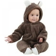 thumbnail image 1 of Newborn Baby Cartoon Bear Toddler Snowsuit,Fleece Cute Gender Neutral Baby Winter Clothes, 1 of 10