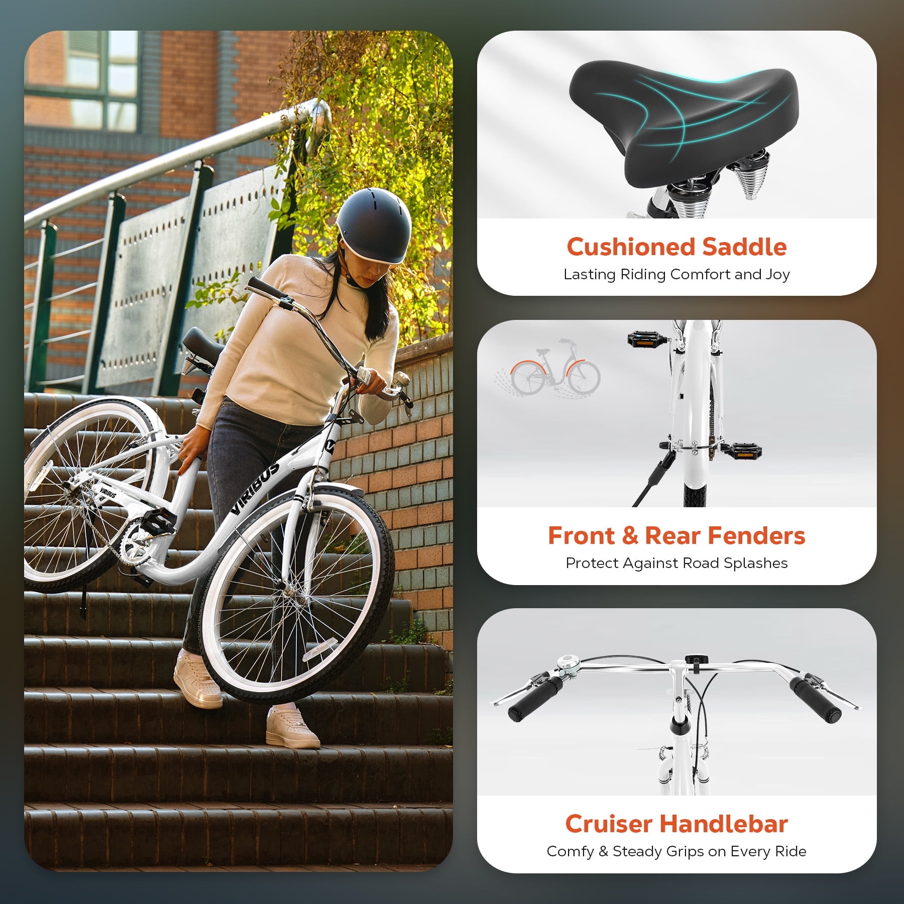 Bicicletta Tre Ruote Adulti MccoMMon Triciclo Da 24 Pollici Per