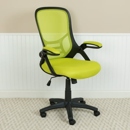 UPC: 0889142568452 | Flash Furniture High Back Green Mesh Ergonomic Swivel Office Chair with Black Frame and Flip-up Arms