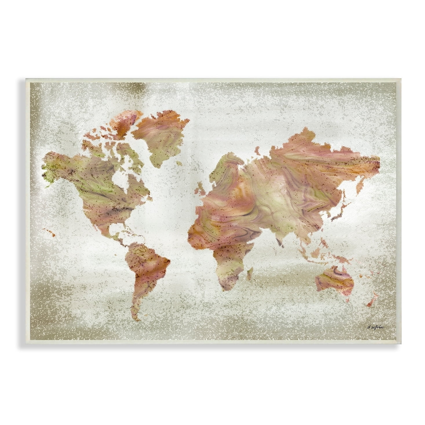 The Stupell Home Decor Inky Orange Marbled Map Silhouettes Wall Plaque Art
