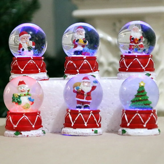 Happy date Glass Snow Globe Exquisite Holiday Decor Glowing Crafts Christmas Tree Santa Claus Snowman Glass Ball With LED Light Ornament Home Decoration