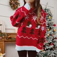 thumbnail image 4 of Fgnfyis Chandail de Noël pour Femme d'Automne et d'Hiver à Col Rond, Manches Longues, Chandail à Enfiler, Design Festif, Chandails de Noël pour Femmes Rouge P, 4 of 9