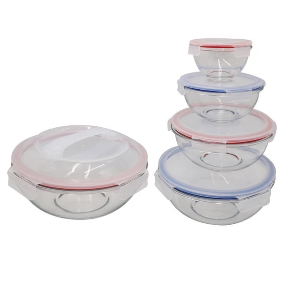 Set de Contenedores Mainstays Bowl Vidrio con Tapa 10 Piezas