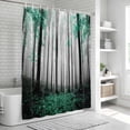thumbnail image 6 of Turquoise Forest Shower Curtain, Waterproof Shower Curtains for Bathroom, Vintage Foggy Woods Tree Mysterious Washable Fabric Bathtub Curtain Set Bath Decor with 12 Hooks 48"x72", 6 of 8