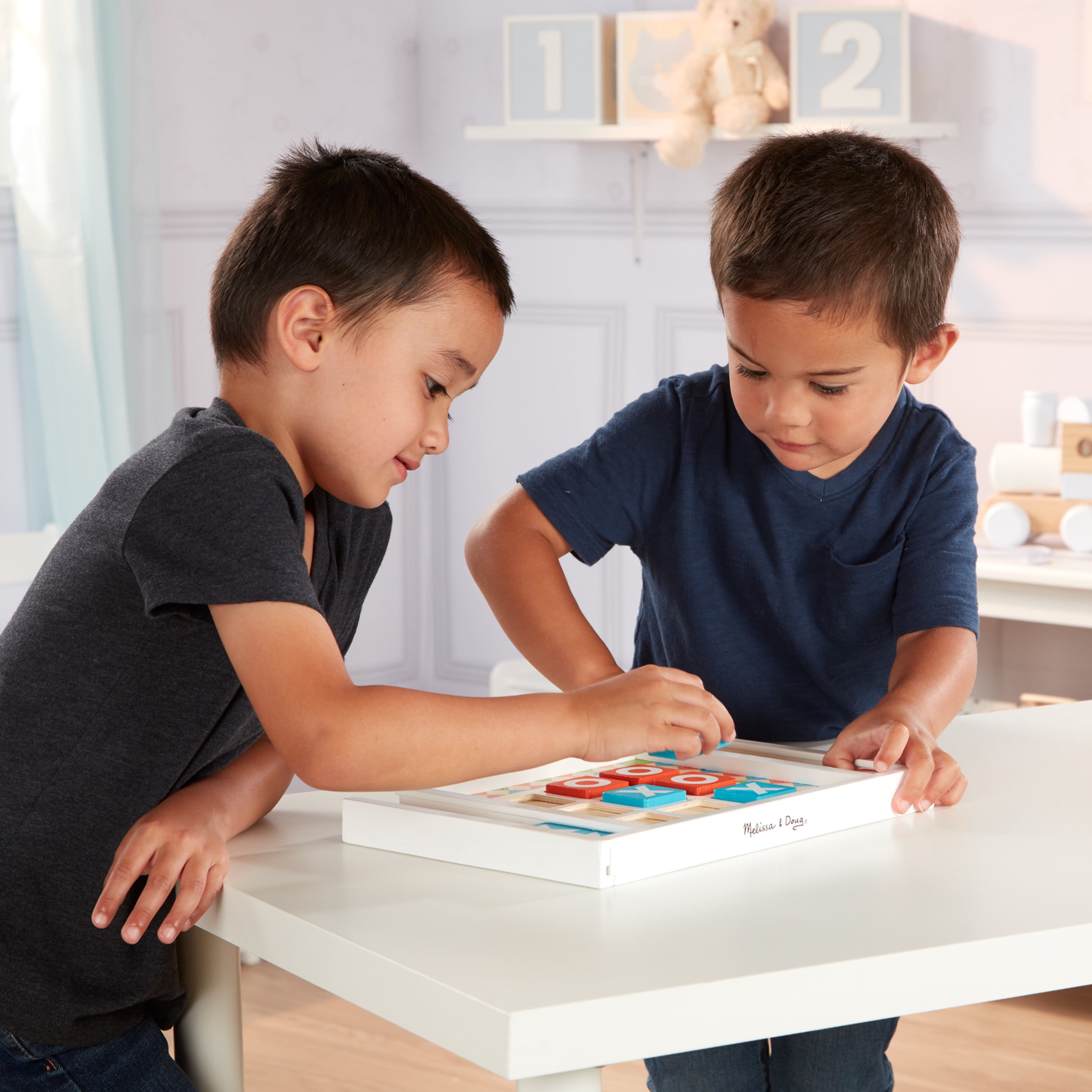 Melissa & Doug Wooden Tic-Tac-Toe Board Game with 10 Self-Storing Wooden  Game Pieces (12.5” W x 8.5” L x 1.25” D)