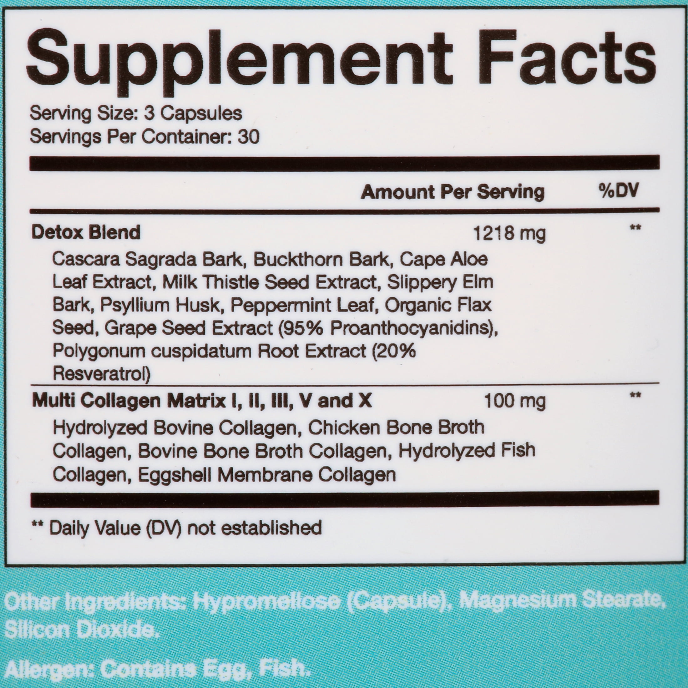 Obvi 30 Day Collagen Detox, All Natural Complete Gut Cleanse, 90 Capsules (30 Servings)