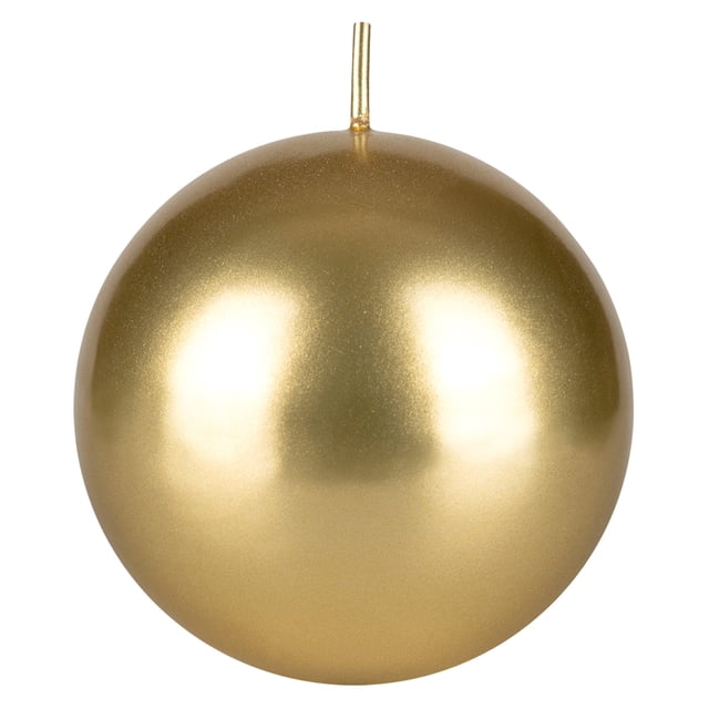 Mega Candles 1 pc Unscented Gold Round Ball Candle, Hand Poured Premium Wax Candles 3 Inch x 3 Inch, Home Décor, Wedding Receptions, Baby Showers, Birthdays, Celebrations, Party Favors & More