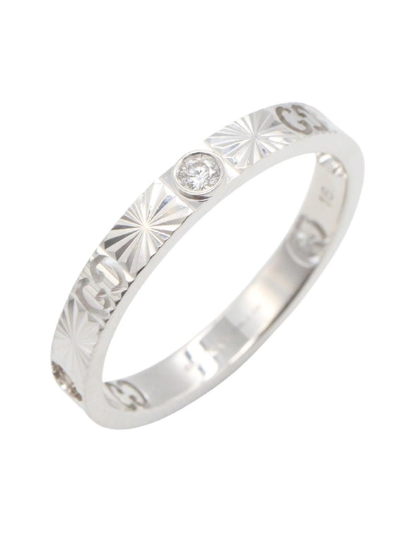 Pre-Owned Gucci Icon Heart Ring 1PD - 18K White Gold (18KWG) Diamond Men's & Women's Silver...
