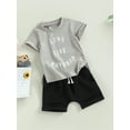 thumbnail image 3 of Bagilaanoe 2pcs Toddler Baby Boy Short Pants Set Letter Print Short Sleeve T-Shirt Tops + Shorts 6M 12M 18M 24M 3T Kids Casual Summer Outfits, 3 of 9