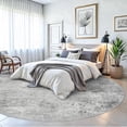 thumbnail image 2 of YOUFORTONG 9ft Round Washable Abstract Area Rug, Modern Low Pile Carpet, Soft Non-Slip Stain Resistant Indoor Mat for Living Room Bedroom Dining Room,Grey, 2 of 9