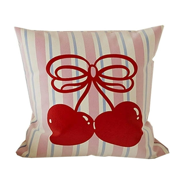 Office Chair Pillow 17.7 in x 17.7 in Double-Sided Printed Bow Design with Detachable Linen Pillowcase